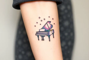 dreamy piano under the stars tattoo idea