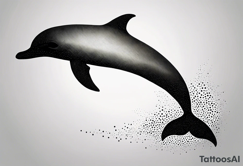 simple dolphin silhouette, in soft gray tone, white background tattoo idea