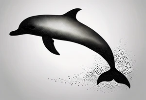 simple dolphin silhouette, in soft gray tone, white background tattoo idea