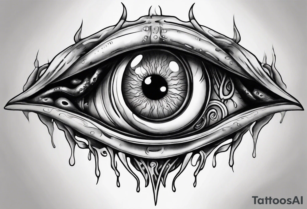 lovecraft themed eye on hand , tentacle on forearm tattoo idea