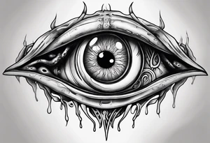 lovecraft themed eye on hand , tentacle on forearm tattoo idea