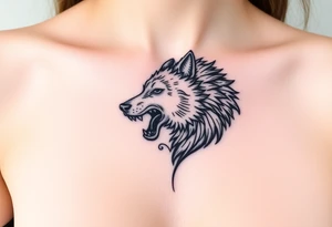 A  wolf snarling as a sheep  mystical creature tattoo idea