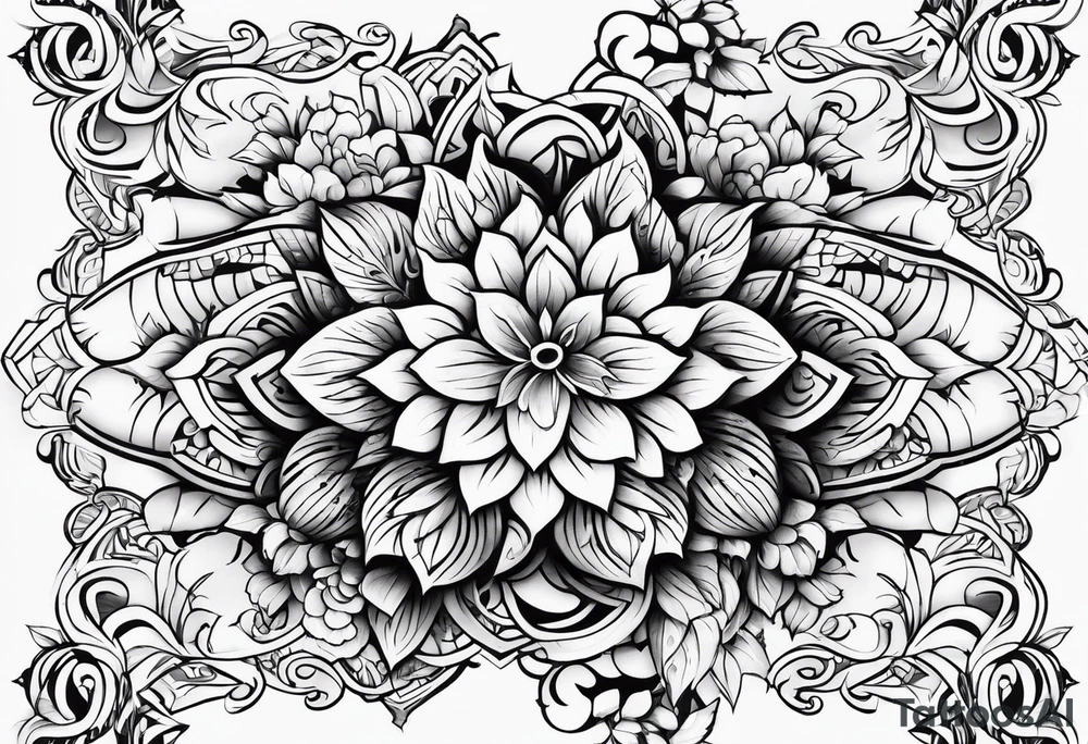 Tribal, flowers, thigh tattoo idea