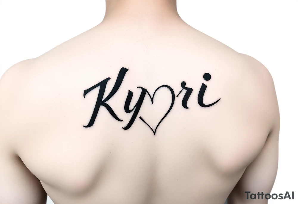 Kyori in cursive but instead of the dot in the i make it a heart tattoo idea