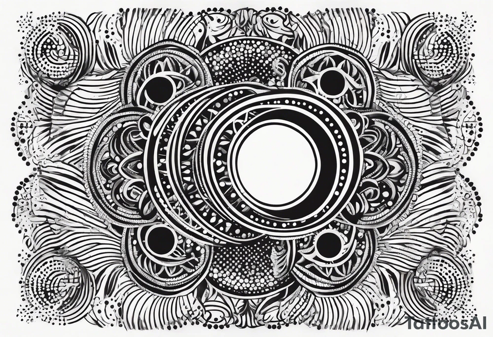 simple sun made of black dots and circles tattoo idea