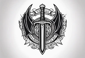 Valhalla sword shield dragon axe tattoo idea