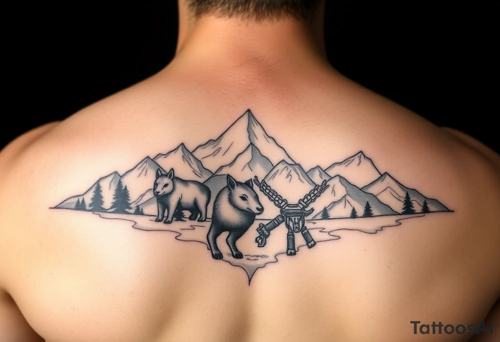 Masculin, country, mountains, wildlife, nature, racing , father of 4,
blue collar sleeve tattoo idea