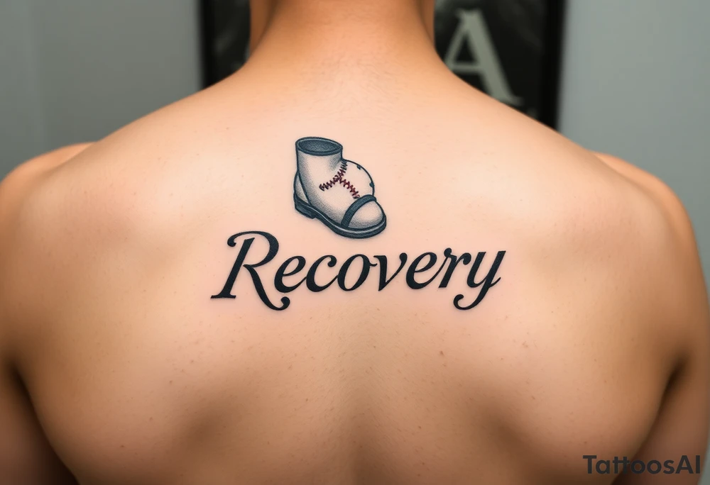 Recovery tattoo with word slipper and a softball tattoo idea