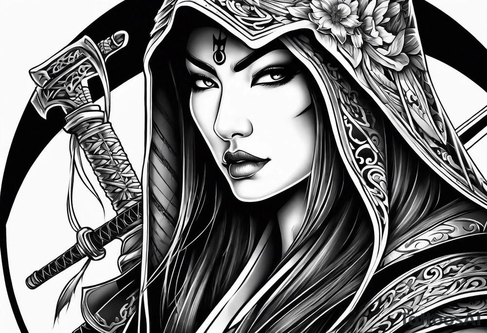 Katana and grim reaper tattoo idea