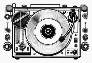 Recordplayer finline art minimalistic 2D tattoo idea