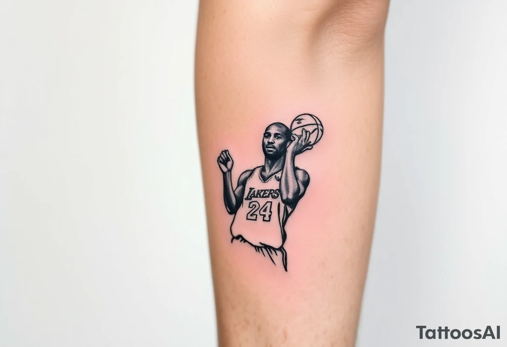 Kobe Bryant holding trophy outline stencil tattoo idea