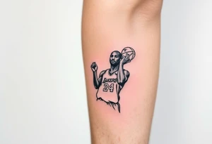 Kobe Bryant holding trophy outline stencil tattoo idea