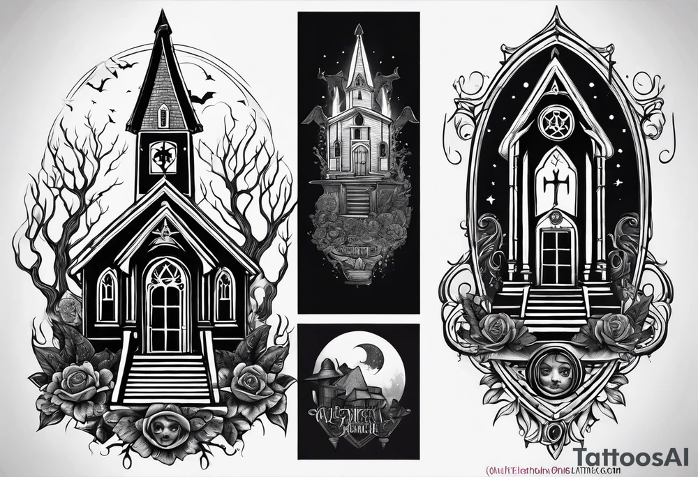 wednesday adams witch church element tattoo idea