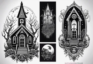 wednesday adams witch church element tattoo idea