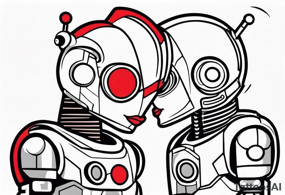 Kissing robot tattoo idea
