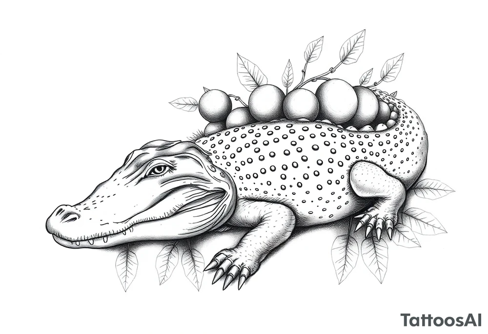 alligator with orange groves tattoo idea