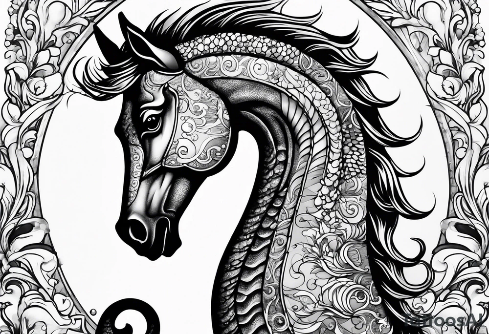 Under ocean seahorse tattoo idea