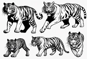 Tiger walks on fire tattoo idea