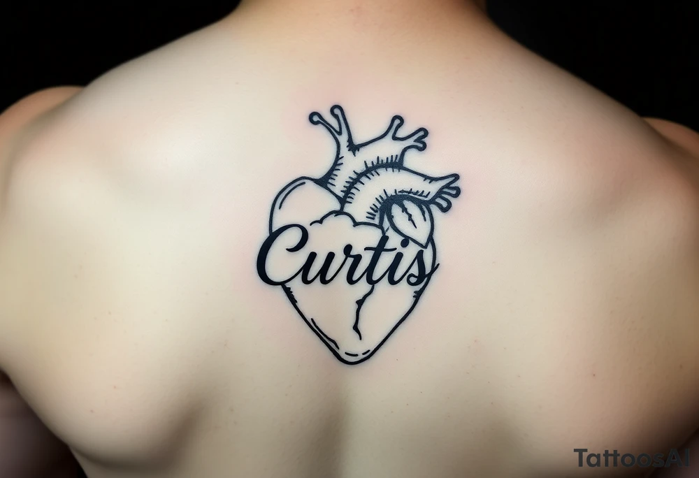 heart tattoo with the name Curtis tattoo idea