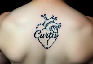 heart tattoo with the name Curtis tattoo idea