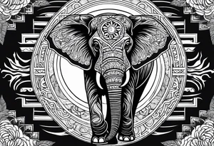 a elephant and a sun tattoo idea