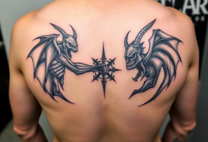 The battle between good and evil tattoo idea