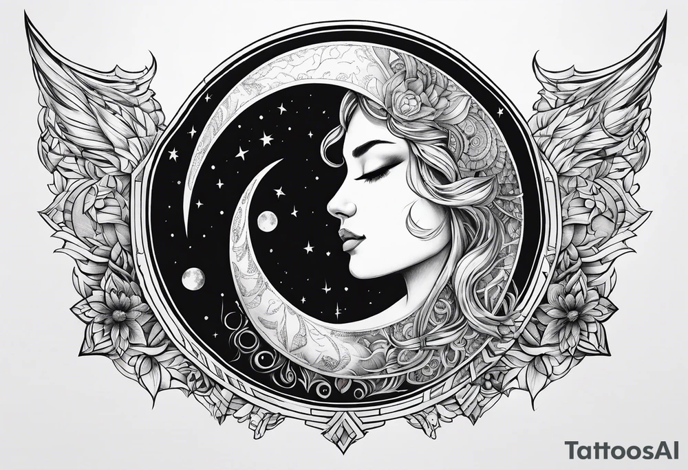 sacred moon tattoo idea