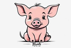 cute piglet.
with text: "friends not food" tattoo idea