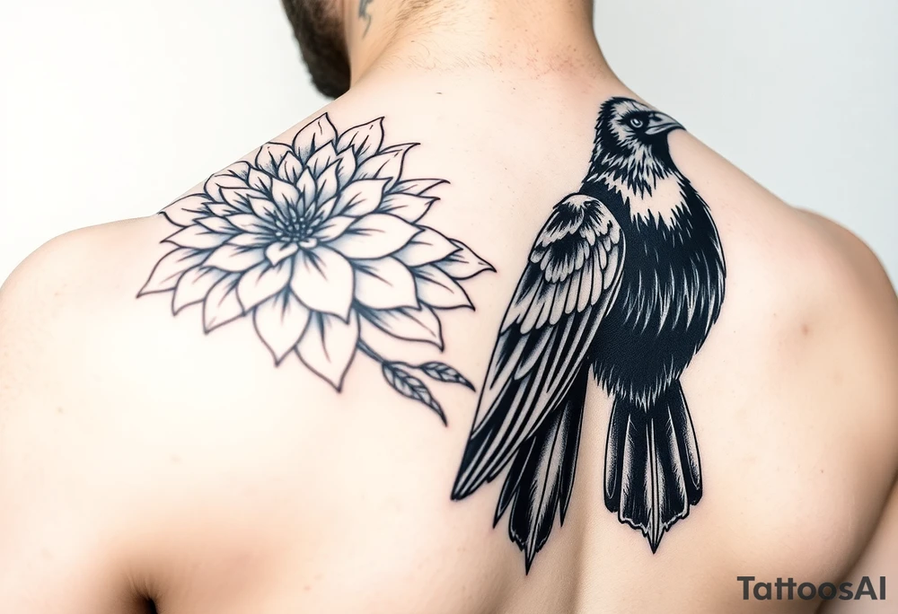 chrysanthemum and crow tattoo idea
