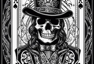 Western playing card tattoo with skeleton on it tattoo idea