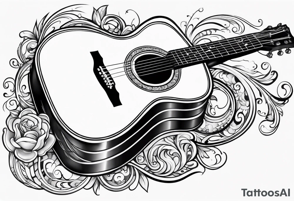 Acoustic guitar design tattoo idea