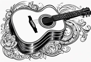 Acoustic guitar design tattoo idea