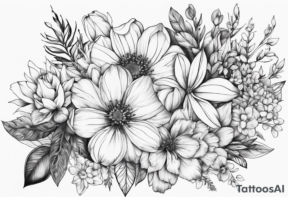 fine line  flowers tattoo idea