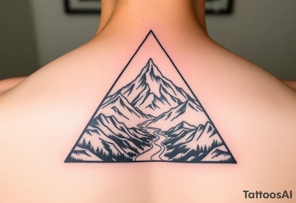 Mountains with the river running through it all inside a triangle with Humboldt at the topb Mendocino  in the left corner and Trinity in the right tattoo idea