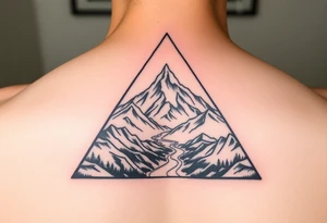 Mountains with the river running through it all inside a triangle with Humboldt at the topb Mendocino  in the left corner and Trinity in the right tattoo idea