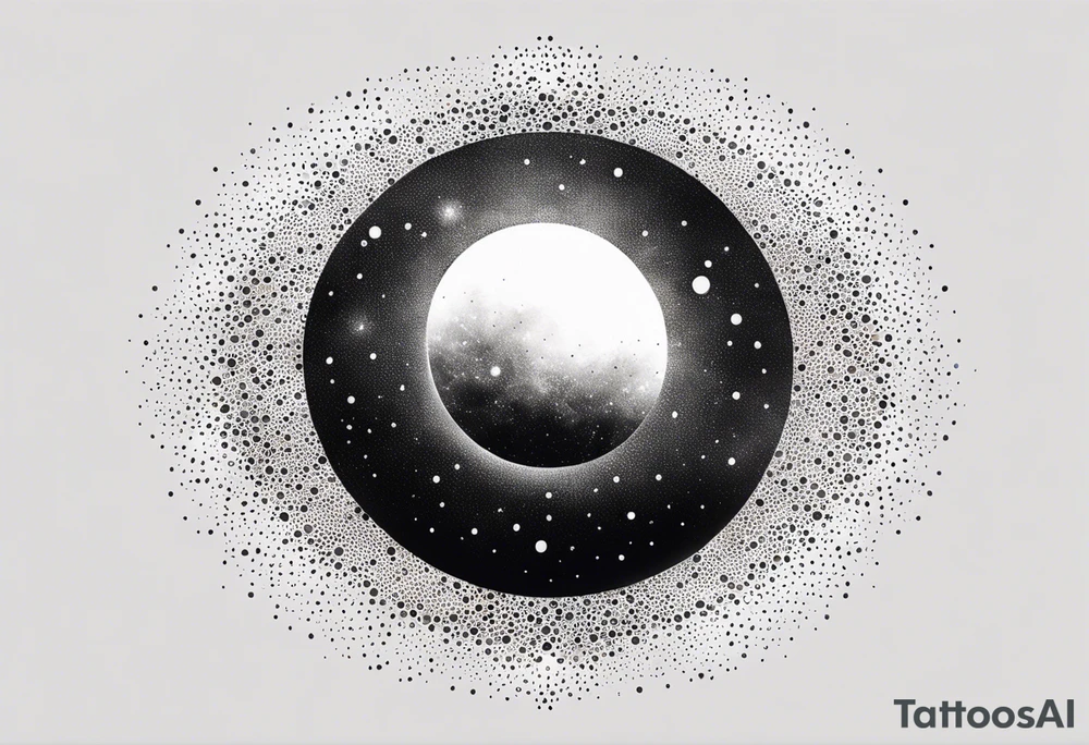 simple galaxy in a circle, white background tattoo idea