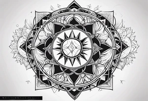 sun and moon line sacred geometry tattoo idea
