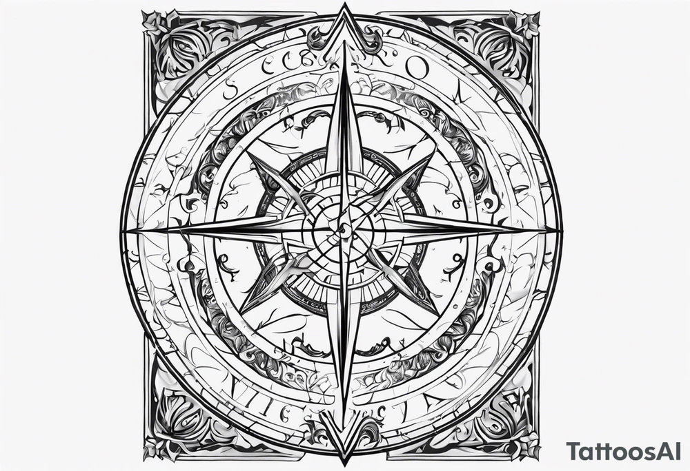 Generate a vertical fine-line composition. The content of the tattoo will have to be with the first names of my children Yanis born on July 2, 2009 and Jaïden born on February 10, 2016. In this composition I'll need some fantasy with my sign Sagittarius. It has to be spiritual, intellectual and fantastic. tattoo idea