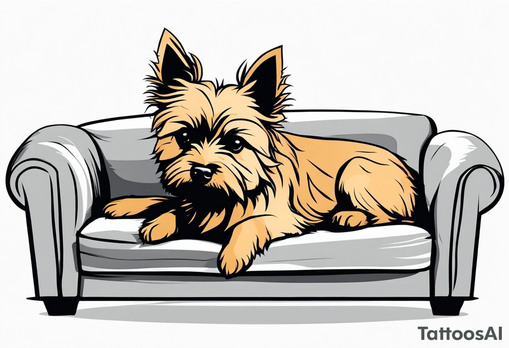 small cairn terrier laying on big couch tattoo idea