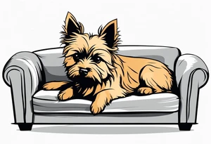 small cairn terrier laying on big couch tattoo idea