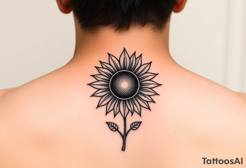 Sunflower, sun tattoo that will "shine" on another small tattoo right above my elbow . It will go on my bicep with a stem, minimal and feminine tattoo idea