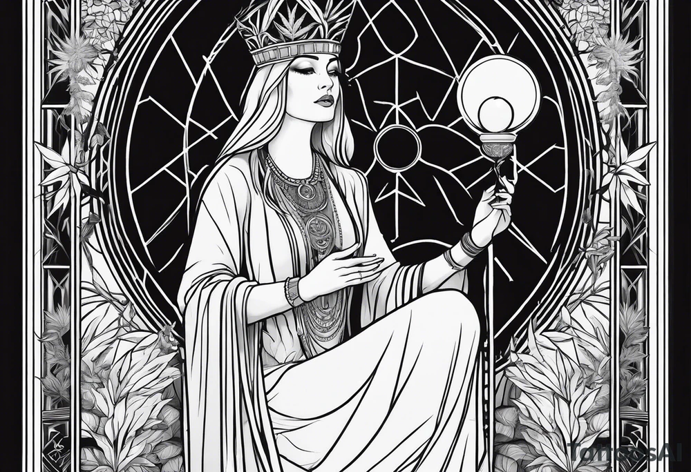 High priestess tarot card cannabis simple
line work tattoo idea High priestess tarot card cannabis simple
line work tattoo idea