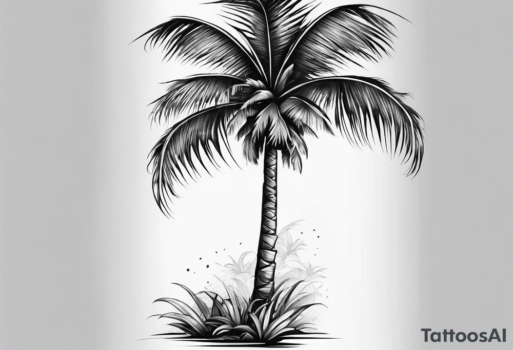 Palm tree and cross sleeve tattoo idea