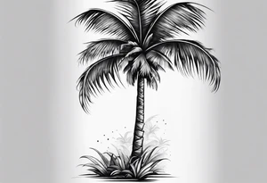 Palm tree and cross sleeve tattoo idea