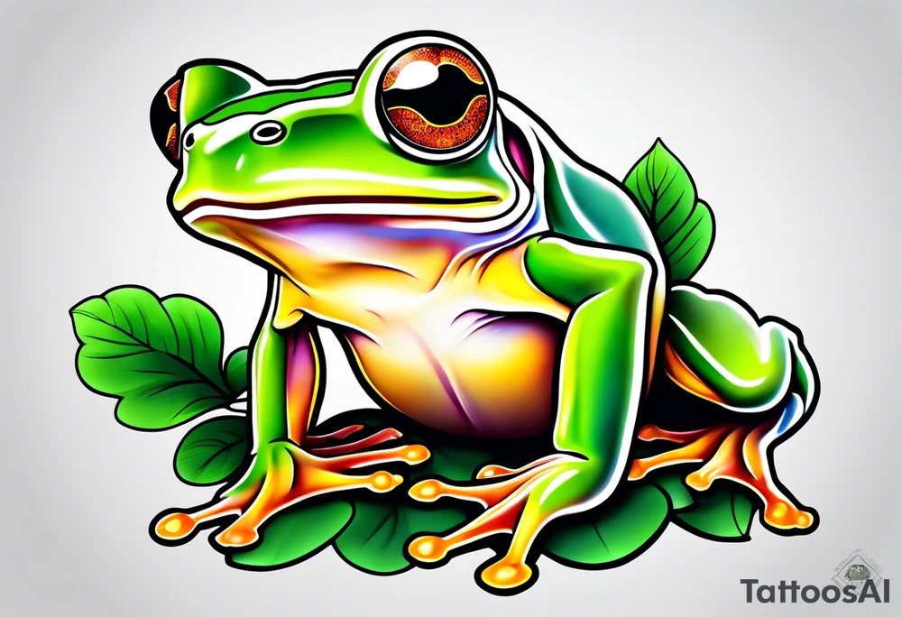 Tree frog clover tattoo idea