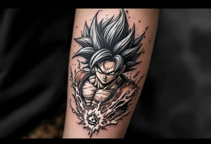 legendary dragonball z with energy aura with maginboo tattoo idea