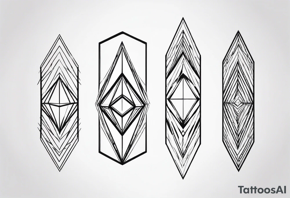 simple line tattoo of geometric elongated diamond split down the middle into 2 reflective 
shapes tattoo idea