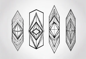 simple line tattoo of geometric elongated diamond split down the middle into 2 reflective 
shapes tattoo idea