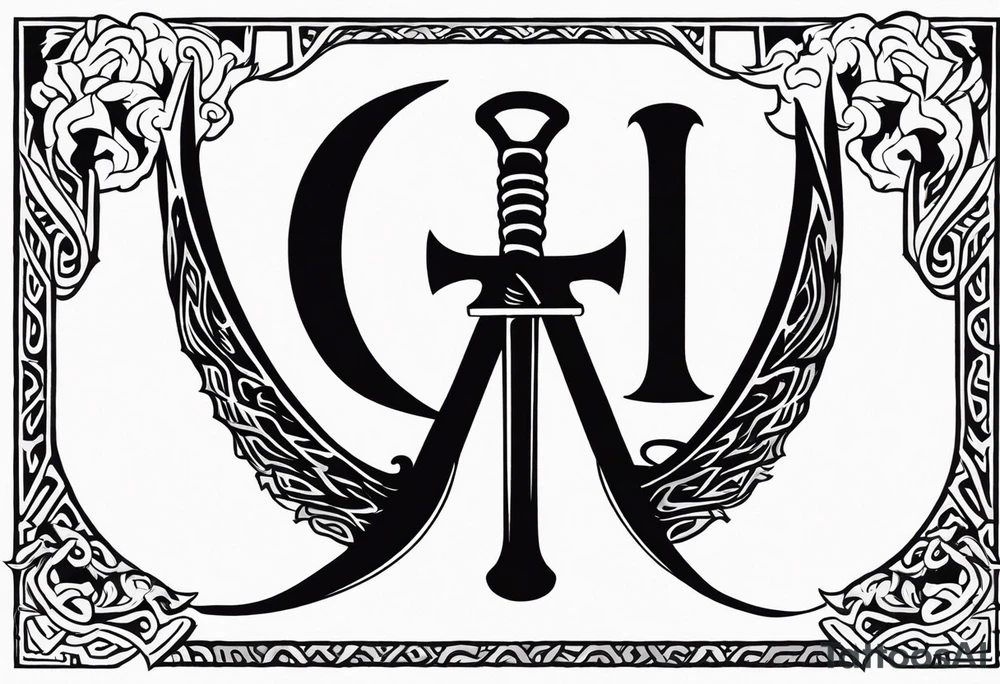 Valhalla death 
prayer sword dragon axe tattoo idea