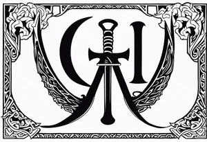 Valhalla death 
prayer sword dragon axe tattoo idea
